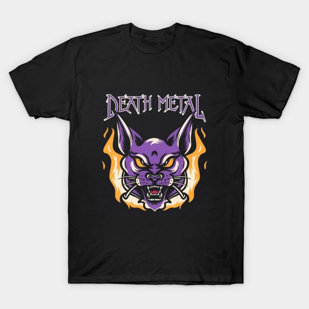 Death Metal Satanic Baphomet Cat T-Shirt by Aldrvnd